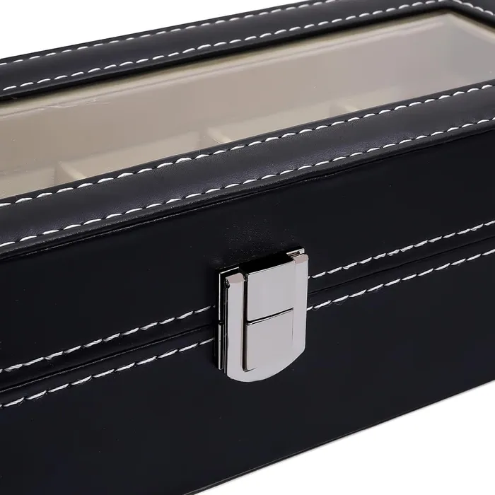 Yellow Chimes Earrings Yellow Chimes Watch Box Organizer for Men And Women Watch Case Storage Organiser PU Leather Bracelet Watch Collection Box Watch Case with Large Glass Lid Gift For Men Women