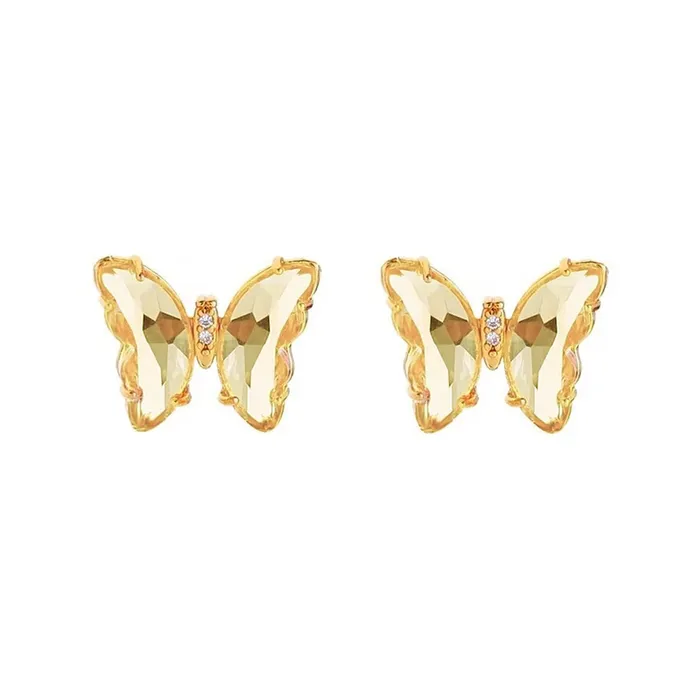 Yellow Chimes Elegant Latest Fashion Gold Plated Yellow Studded Crystal Butterfly Shaped Stud Earrings for Women and Girls Yellow Chimes Necklaces Yellow Chimes Elegant Latest Fashion Gold Plated Yellow Studded Crystal Butterfly Shaped Stud Earrings for Women and Girls Yellow Chimes Necklaces