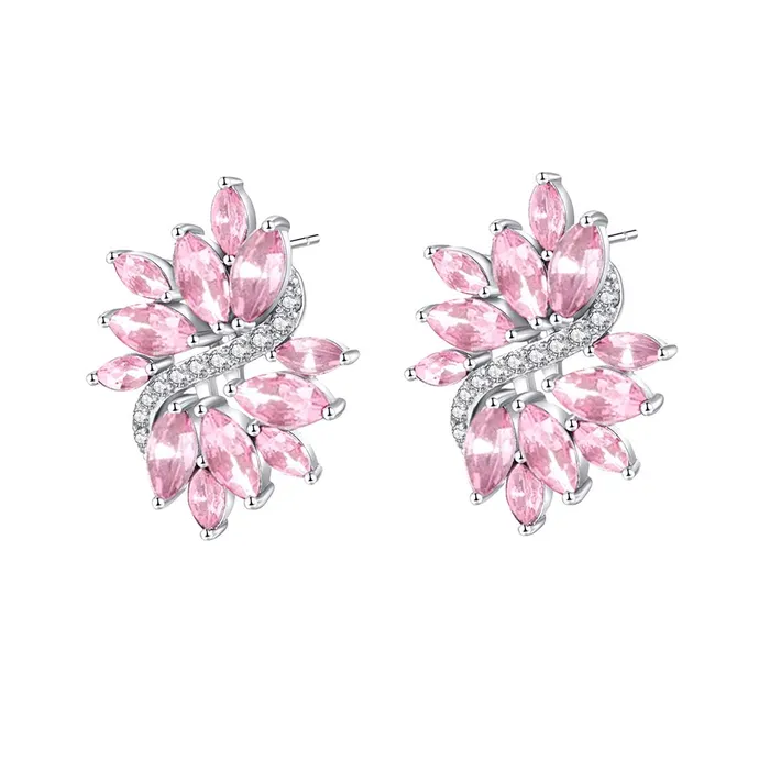 Yellow Chimes Elegant Latest Fashion Silver Toned Pink Studded Crystal Floral Design Stud Earrings for Women and Girls medium Yellow Chimes Earrings Yellow Chimes Elegant Latest Fashion Silver Toned Pink Studded Crystal Floral Design Stud Earrings for Women and Girls medium Yellow Chimes Earrings