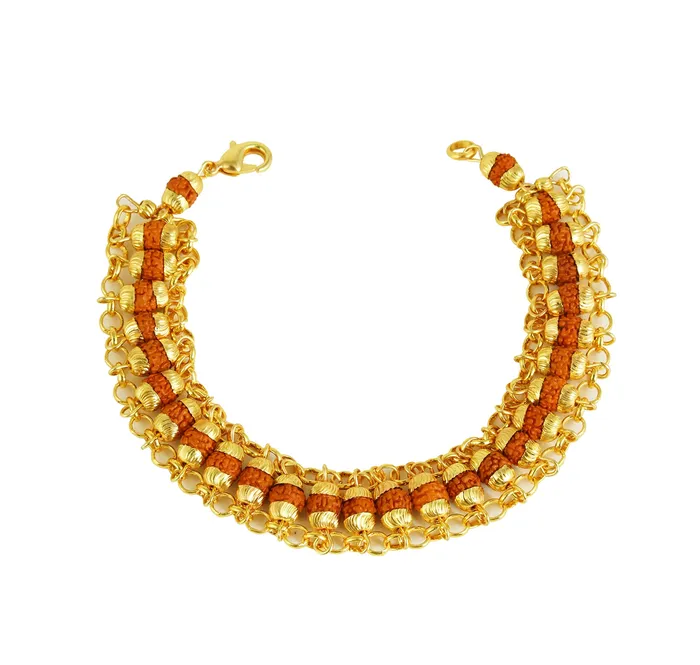 Yellow Chimes Ethnic Designer Double Layer Gold Plated Rudraksha Chain Bracelet For Men Boys Yellow Chimes Earrings Yellow Chimes Ethnic Designer Double Layer Gold Plated Rudraksha Chain Bracelet For Men Boys Yellow Chimes Earrings