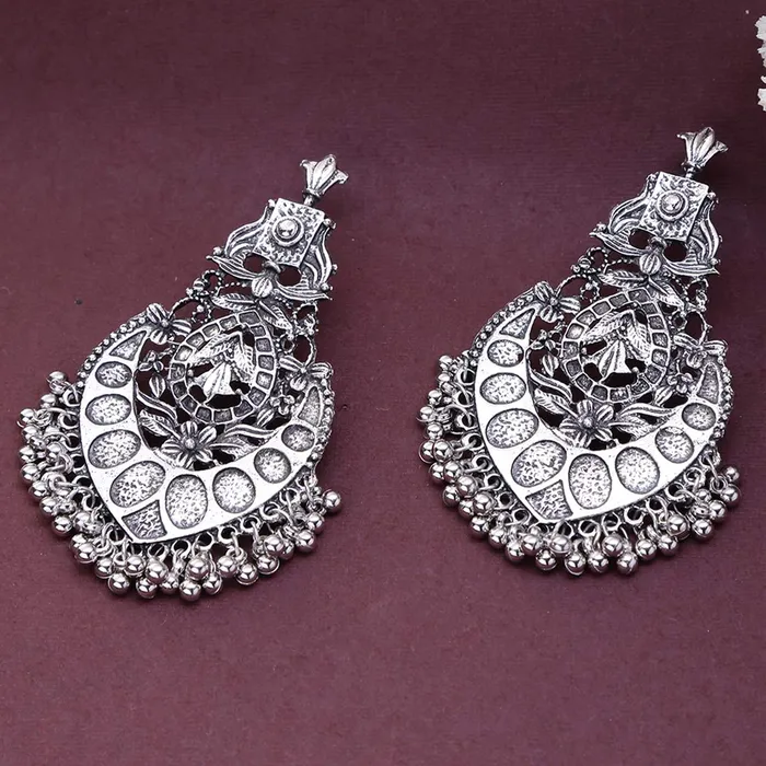 Yellow Chimes Ethnic German Silver Oxidised Flower Design Silver Beads Dangler Earrings for Women And Girls medium YCTJER25OXDDNGSL Yellow Chimes Earrings