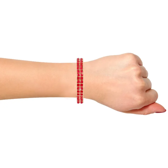Yellow Chimes Exclusive Ruby Studded 2 PC Gold Plated Traditional Bangles Set for Women and Girls Yellow Chimes Earrings