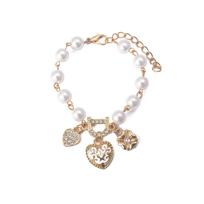 Yellow Chimes Exquisite Pearl Floral Love Heart Gold Plated Charm Bracelet for Women and Girls Yellow Chimes Necklaces Yellow Chimes Exquisite Pearl Floral Love Heart Gold Plated Charm Bracelet for Women and Girls Yellow Chimes Necklaces