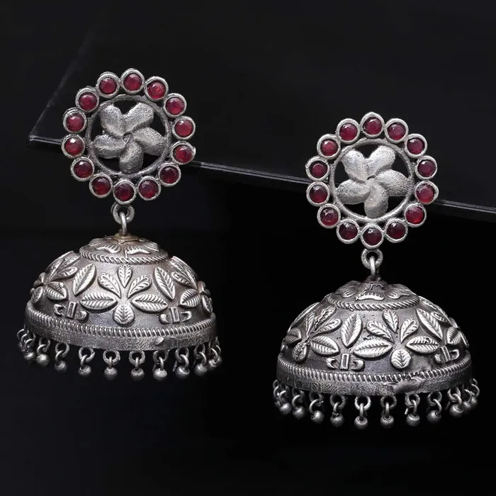 Yellow Chimes Genuine Silver lookalike Oxidised Jhumka Earrings Silver Polish Traditional Jhumka Earrings for Women Girls Yellow Chimes Earrings