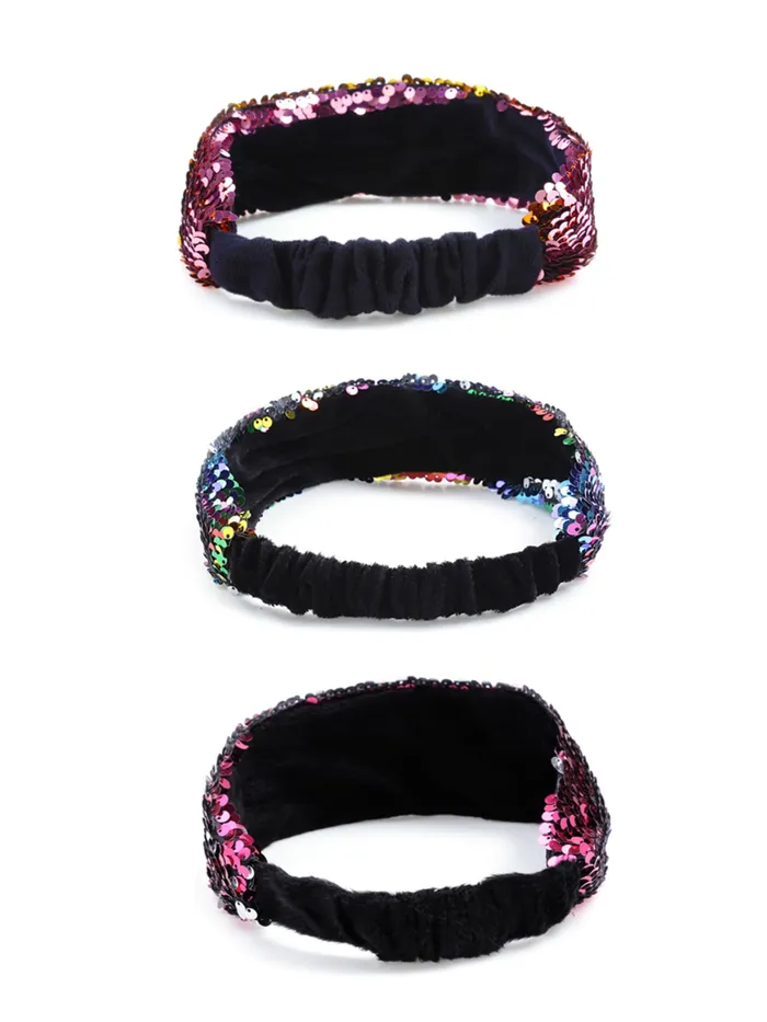 Yellow Chimes Head Bands for Girls Sequin Fabric Headbands Set Reversible Hairband Flip Glitter Headbands Non Slip Hair Bands for Women and Girls Multicolor Yellow Chimes Earrings