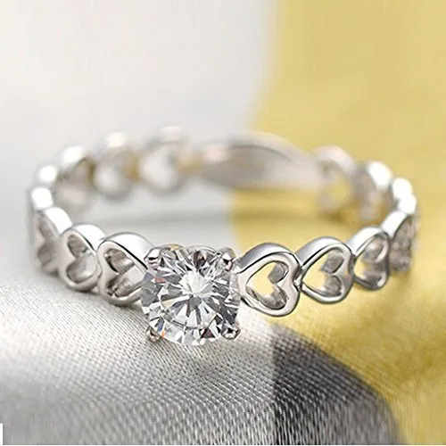 Yellow Chimes Heart Ring Dazzling Engagement Proposal Austrian Crystal 925 Silver Plated Designed Adjustable Ring for Girls Yellow Chimes Necklaces