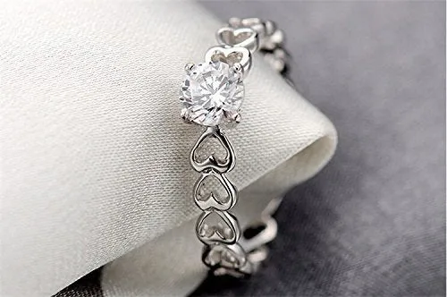Yellow Chimes Heart Ring Dazzling Engagement Proposal Austrian Crystal 925 Silver Plated Designed Adjustable Ring for Girls Yellow Chimes Necklaces