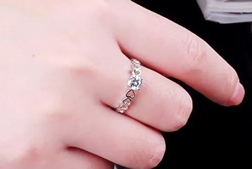 Yellow Chimes Heart Ring Dazzling Engagement Proposal Austrian Crystal 925 Silver Plated Designed Adjustable Ring for Girls Yellow Chimes Necklaces