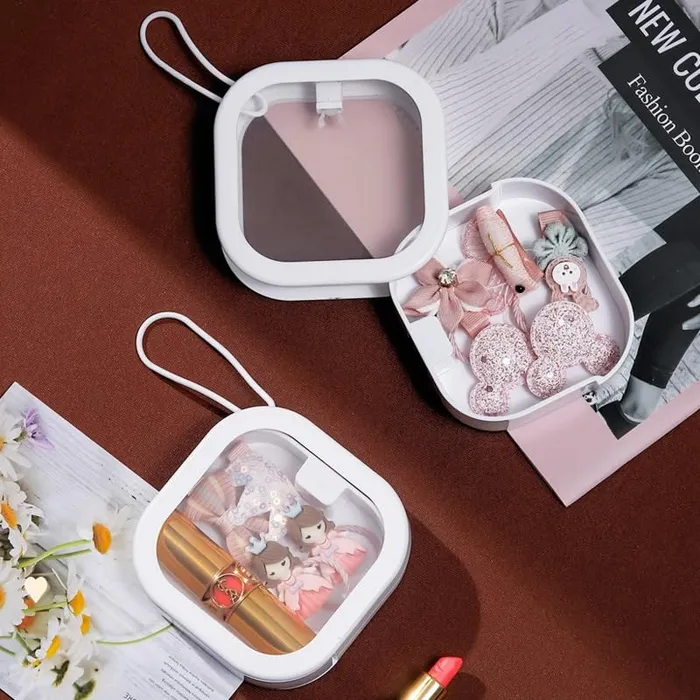 Yellow Chimes Jewellery Organisers Storage Box Gift Box for Women Girls Small Transparent Plastic Jewelry Box Makeup Storage Organizer Jewelry Organizer Box Yellow Chimes Necklaces