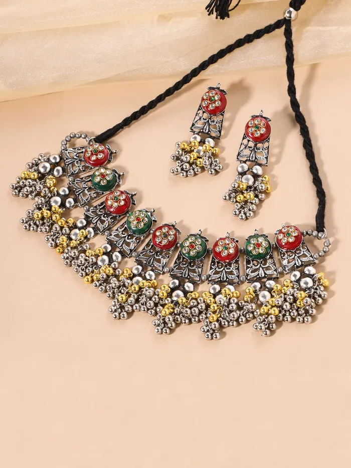 Yellow Chimes Jewellery Set for Women and Girls Beads Necklace Set for Women Gold Plated Green Beads Beaded Necklace Set Birthday Gift for girls and women Anniversary Gift for Wife Yellow Chimes Necklaces