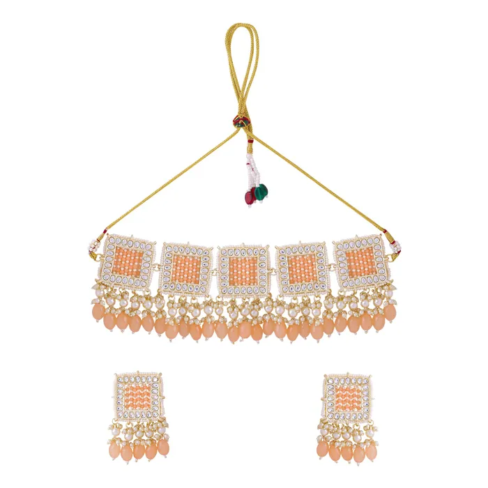 Yellow Chimes Jewellery Set for Women and Girls Kundan Necklace Set Gold Plated Peach Beads Drop Kundan Choker Necklace Set Birthday Gift for girls and women Anniversary Gift for Wife Yellow Chimes Necklaces Yellow Chimes Jewellery Set for Women and Girls Kundan Necklace Set Gold Plated Peach Beads Drop Kundan Choker Necklace Set Birthday Gift for girls and women Anniversary Gift for Wife Yellow Chimes Necklaces