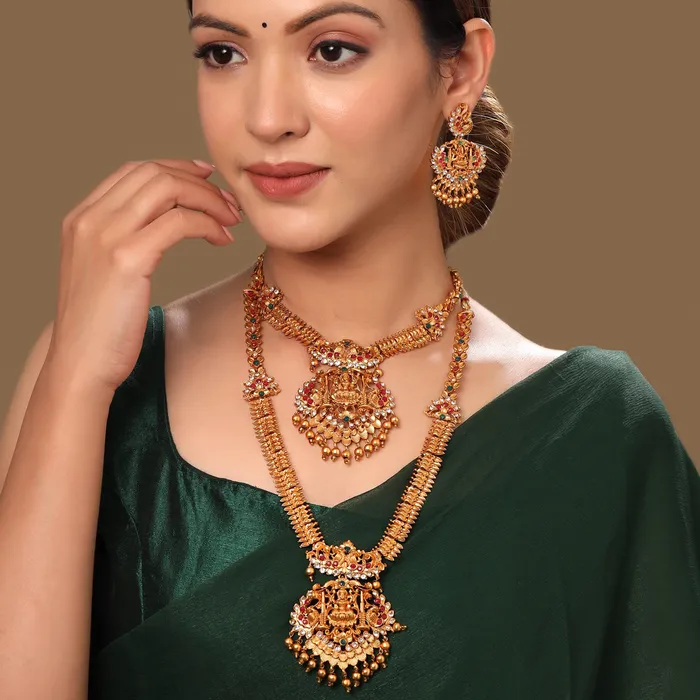 Yellow Chimes Jewellery Set for Women and Girls Temple Jewellery Set Gold Plated Long Necklace Temple Jewellery Set Birthday Gift for girls and women Anniversary Gift for Wife Yellow Chimes Necklaces