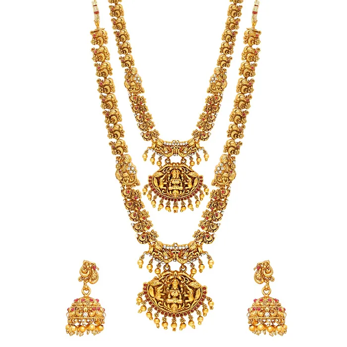 Yellow Chimes Jewellery Set for Women Gold Plated Traditional Temple Jewelry Set Antique Necklace Set with Earrings and Maangtikka for Women and Girls JS 16 Yellow Chimes Necklaces Yellow Chimes Jewellery Set for Women Gold Plated Traditional Temple Jewelry Set Antique Necklace Set with Earrings and Maangtikka for Women and Girls JS 16 Yellow Chimes Necklaces