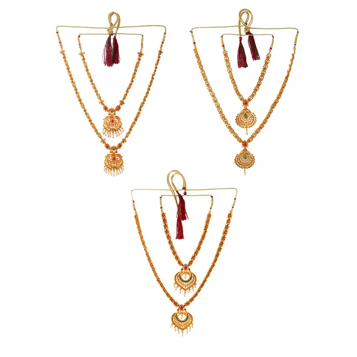 Yellow Chimes Jewellery Set for Women Gold Plated Traditional Temple Jewelry Set Antique Necklace Set with Earrings and Maangtikka for Women and Girls JS 17 Yellow Chimes Necklaces