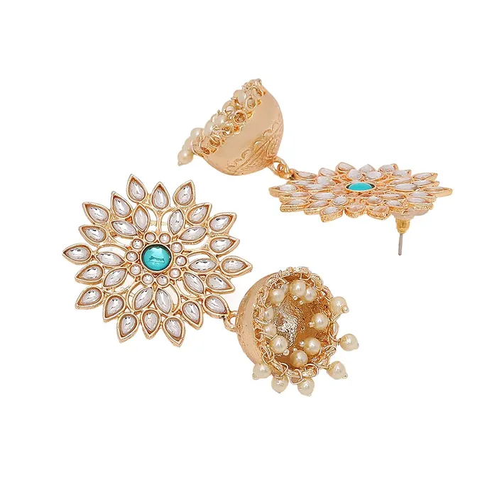 Yellow Chimes Jhumka Earrings for Women Floral Kundan Jhumka Gold Plated Traditional JhumkaJhumki Earrings for Women and Girls Yellow Chimes Necklaces