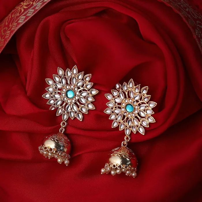 Yellow Chimes Jhumka Earrings for Women Floral Kundan Jhumka Gold Plated Traditional JhumkaJhumki Earrings for Women and Girls Yellow Chimes Necklaces