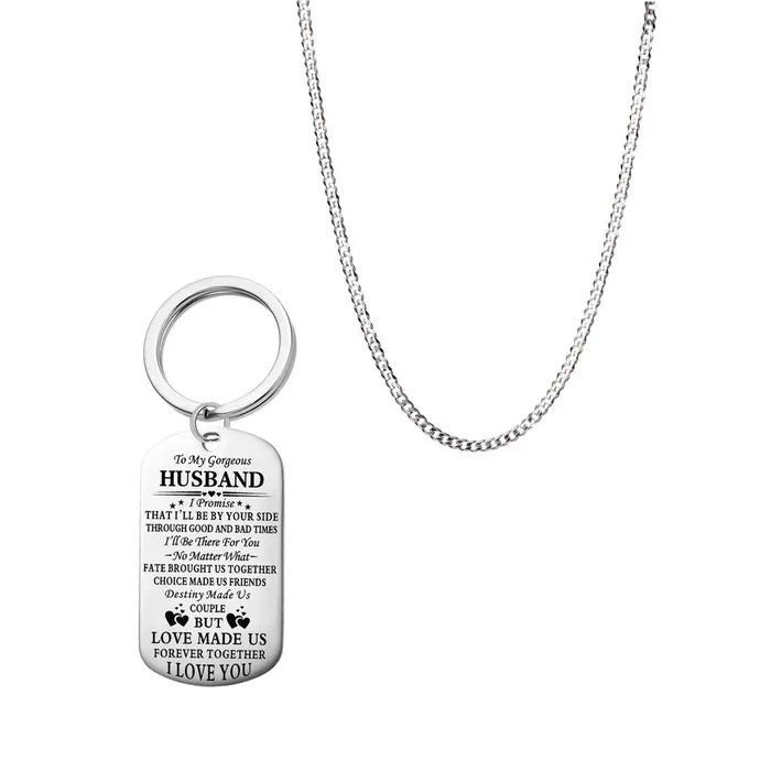 Yellow Chimes Love Made Us Forever Together Touching Love Message to Husband Stainless Steel Keychain Pendant with Chain for Men Silver Yellow Chimes Earrings Yellow Chimes Love Made Us Forever Together Touching Love Message to Husband Stainless Steel Keychain Pendant with Chain for Men Silver Yellow Chimes Earrings