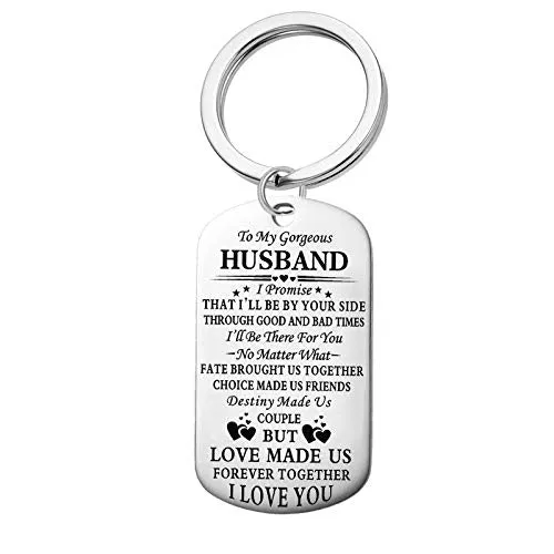 Yellow Chimes Love Made Us Forever Together Touching Love Message to Husband Stainless Steel Keychain Pendant with Chain for Men Silver Yellow Chimes Earrings