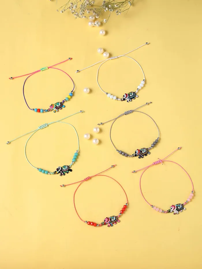 Yellow Chimes Melbees by Yellow Chimes kids Jewellary 6 Pcs Kids Jewelry Woven Friendship Bracelets Return Gift for Birthday Give Aways Return Gift Set for Kids Girls Bracelets