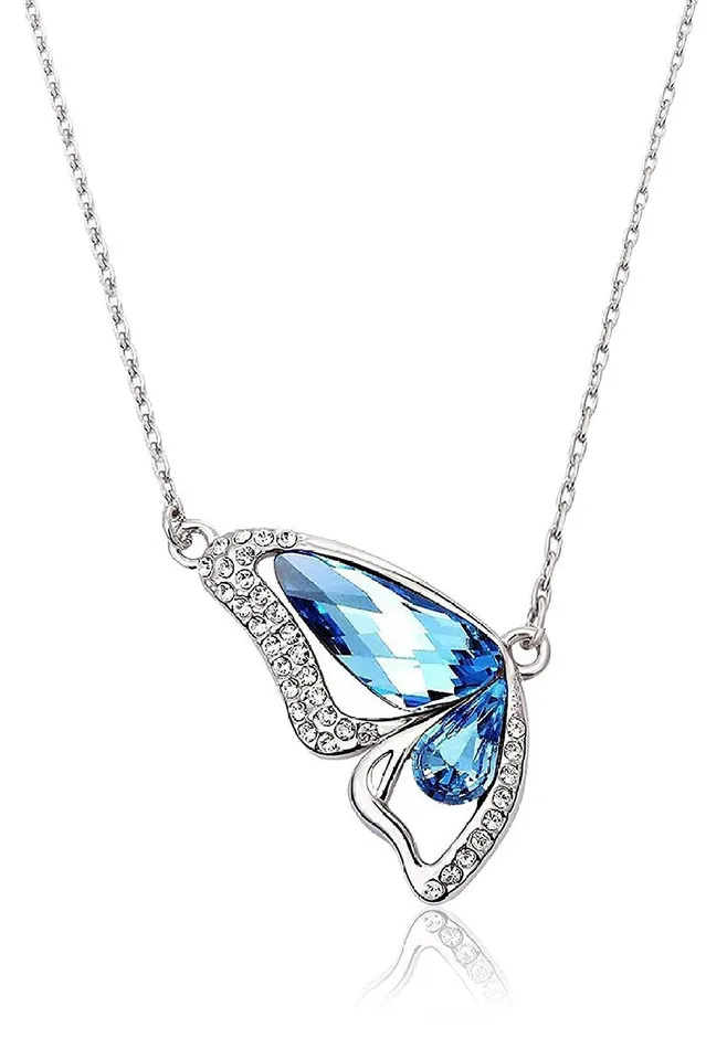 Yellow Chimes Moxie Collection Designer Blue Butterfly Austrian Cyrstal Pendant For Women Girls Yellow Chimes Earrings Yellow Chimes Moxie Collection Designer Blue Butterfly Austrian Cyrstal Pendant For Women Girls Yellow Chimes Earrings