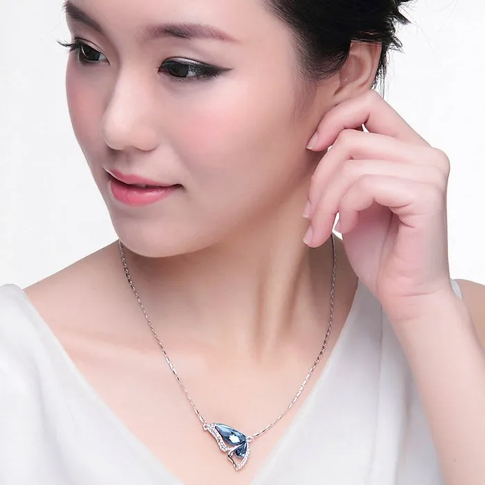 Yellow Chimes Moxie Collection Designer Blue Butterfly Austrian Cyrstal Pendant For Women Girls Yellow Chimes Earrings