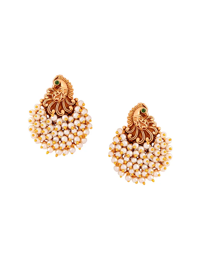 Yellow Chimes Necklaces Gold Plated Pearl Drop Earrings Peacock Design 45 cm Elegant Gift for Women Yellow Chimes Necklaces Gold Plated Pearl Drop Earrings Peacock Design 45 cm Elegant Gift for Women