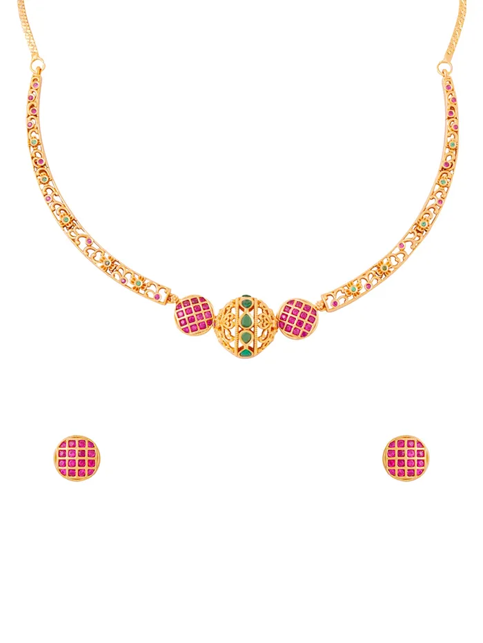 Yellow Chimes Necklaces Jewellery Set for Women Gold Plated Choker Necklace Elegant Design Traditional Style One Size Yellow Chimes Necklaces Jewellery Set for Women Gold Plated Choker Necklace Elegant Design Traditional Style One Size