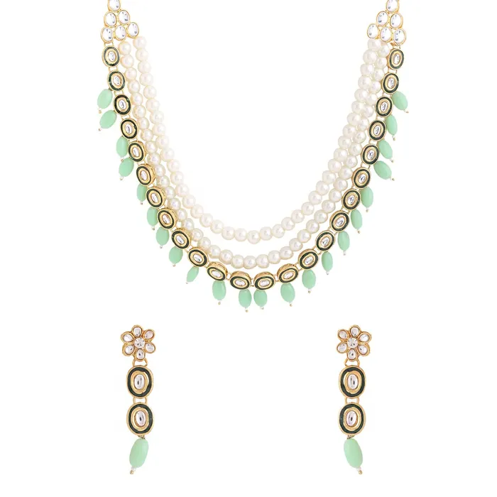 Yellow Chimes Necklaces Kundan Necklace Set Elegant Gold Plated Jewellery with White Pearls Necklace Earrings 48cm Yellow Chimes Necklaces Kundan Necklace Set Elegant Gold Plated Jewellery with White Pearls Necklace Earrings 48cm