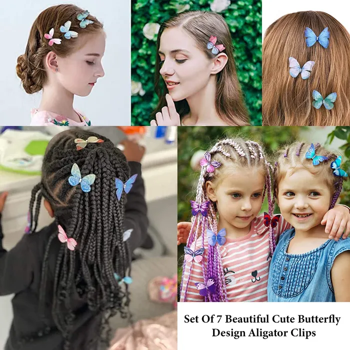 Yellow Chimes Necklaces Melbees by Yellow Chimes Hair Clips for Women Set of 7 Pcs Hairclips Butterfly Hair Clip Beautiful Cute Multicolor Aligator Clips for Kids and Girls Hair Accessories