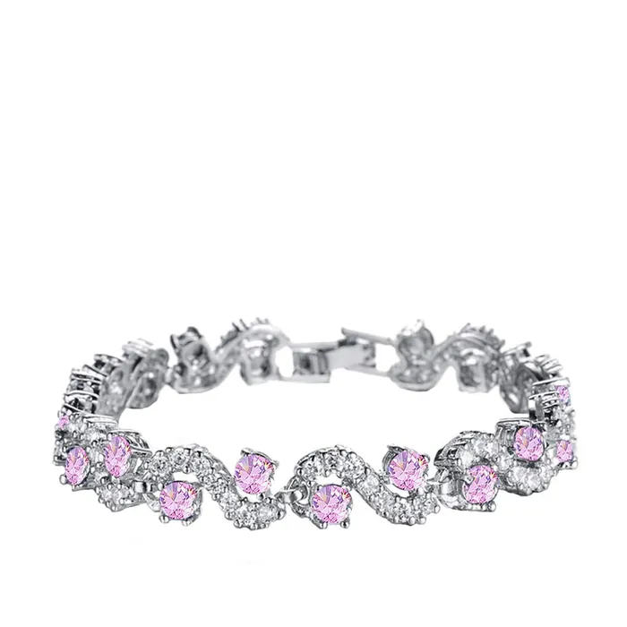 Yellow Chimes Necklaces Rich Royal Pink Crystal CZ Designer Bracelet for Women by YELLOW CHIMES Pink Yellow Chimes Necklaces Rich Royal Pink Crystal CZ Designer Bracelet for Women by YELLOW CHIMES Pink