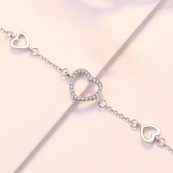 Yellow Chimes Necklaces Yellow Chimes 925 Sterling Silver Hallmark and Certified Purity Heart Design Charm Bracelet for Women and Girls M