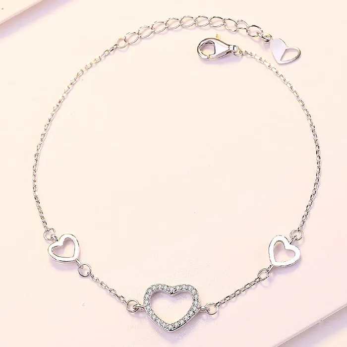 Yellow Chimes Necklaces Yellow Chimes 925 Sterling Silver Hallmark and Certified Purity Heart Design Charm Bracelet for Women and Girls M