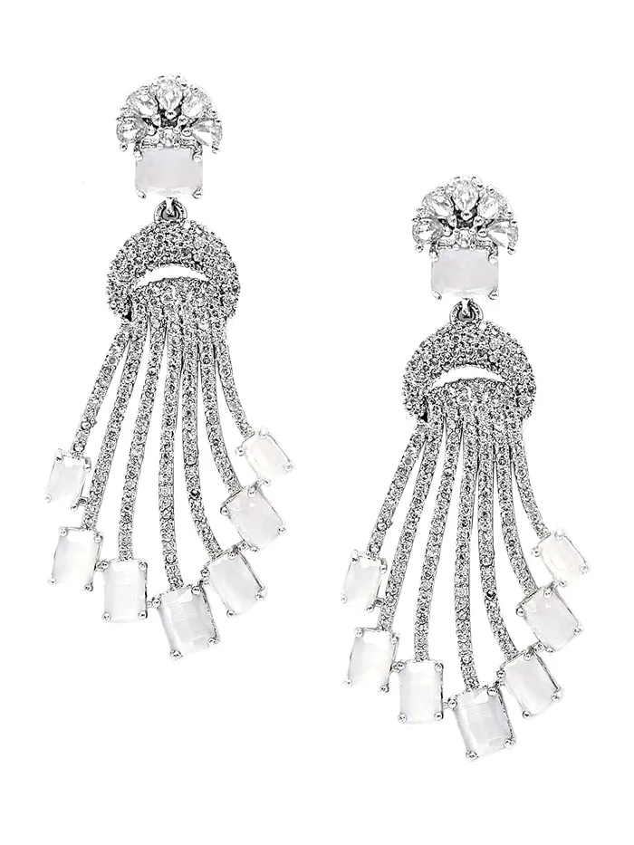 Yellow Chimes Necklaces Yellow Chimes American Diamond Earrings for Women RhodiumPlated White ADStudded Long Danglers For Women and Girls Yellow Chimes Necklaces Yellow Chimes American Diamond Earrings for Women RhodiumPlated White ADStudded Long Danglers For Women and Girls