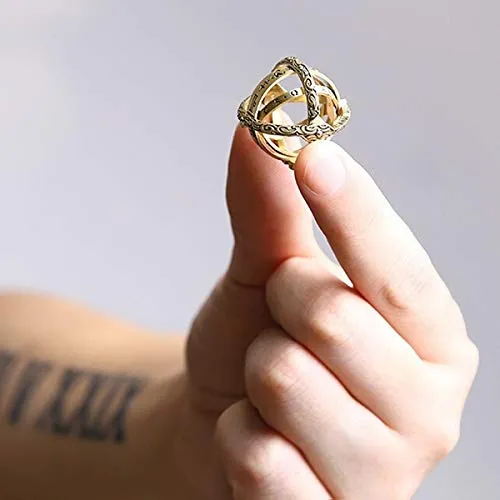 Yellow Chimes Necklaces Yellow Chimes Astronomical Sphere Ball Ring Love Proposal Valentines Quirky Ring for Women and Girls Golden