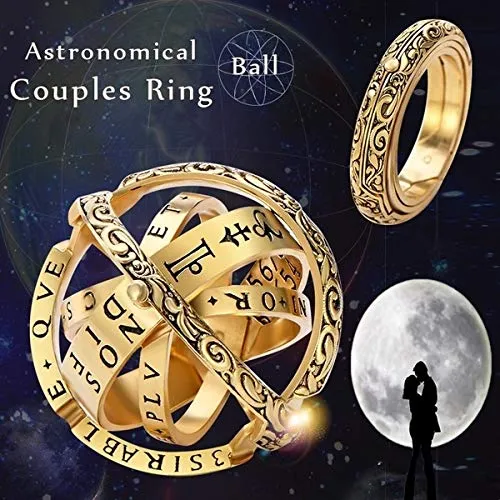Yellow Chimes Necklaces Yellow Chimes Astronomical Sphere Ball Ring Love Proposal Valentines Quirky Ring for Women and Girls Golden
