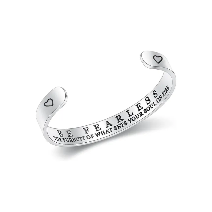 Yellow Chimes Necklaces Yellow Chimes Bracelet for Unisex Be Fearless Inspirational Hidden Gifts Message Engraved Mirror Polish Stainless Steel Unisex Karma Band Kada Bracelet for Men and Women