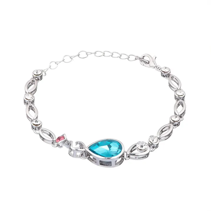 Yellow Chimes Necklaces Yellow Chimes Bracelet for Women and Girls Crystal Bracelets for Women Silver Tone Blue Crystal Studded Bracelet Birthday Gift For girls and women Anniversary Gift for Wife