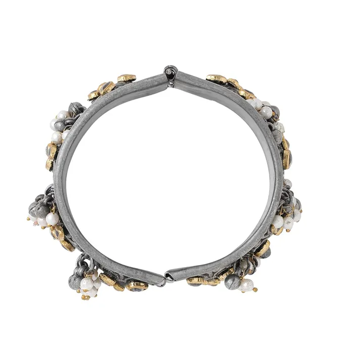 Yellow Chimes Necklaces Yellow Chimes Bracelet for Women and Girls Silver Oxidised Floral Designed Kada Bracelets for Women and Girls Birthday Gift For girls and women Anniversary Gift for Wife