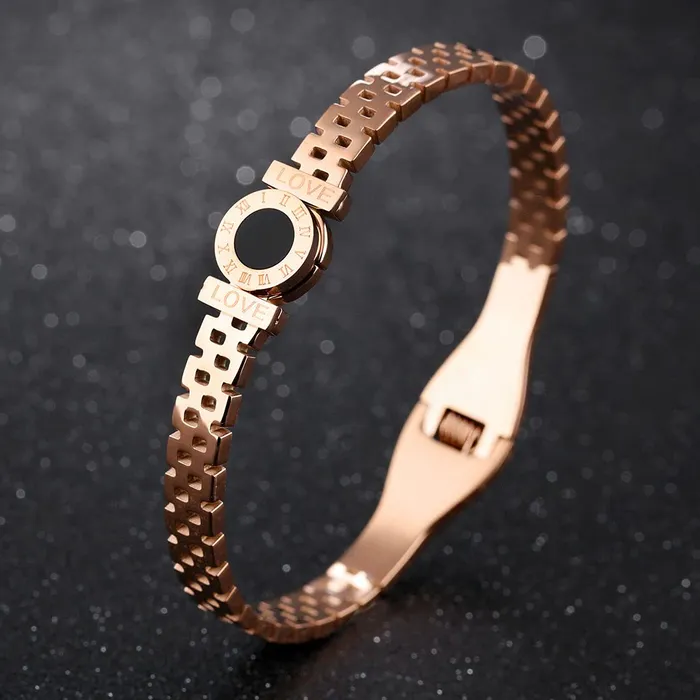 Yellow Chimes Necklaces Yellow Chimes Bracelet for Women Stainless Steel Rose Gold Plated Statement Style Black Circle Design Kadaa Bracelet for Women and Girls