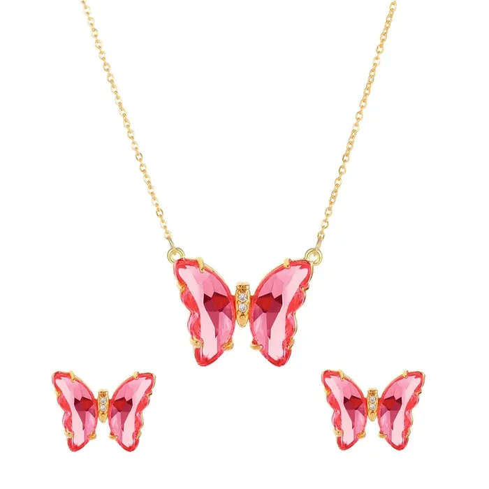 Yellow Chimes Necklaces Yellow Chimes Butterfly Pendant Set for Women Elegant Gold Plated Red Butterfly Crystal Pendant Set with Stud Earrings for Women and Girls Yellow Chimes Necklaces Yellow Chimes Butterfly Pendant Set for Women Elegant Gold Plated Red Butterfly Crystal Pendant Set with Stud Earrings for Women and Girls