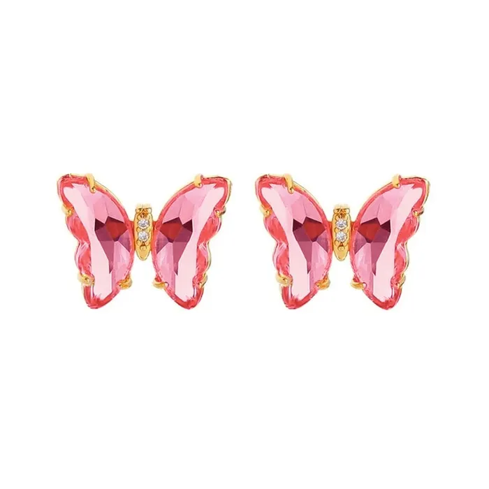 Yellow Chimes Necklaces Yellow Chimes Butterfly Pendant Set for Women Elegant Gold Plated Red Butterfly Crystal Pendant Set with Stud Earrings for Women and Girls