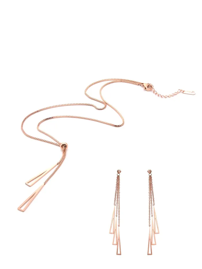 Yellow Chimes Necklaces Yellow Chimes Chain Necklace With Threader Earrings Set Style6