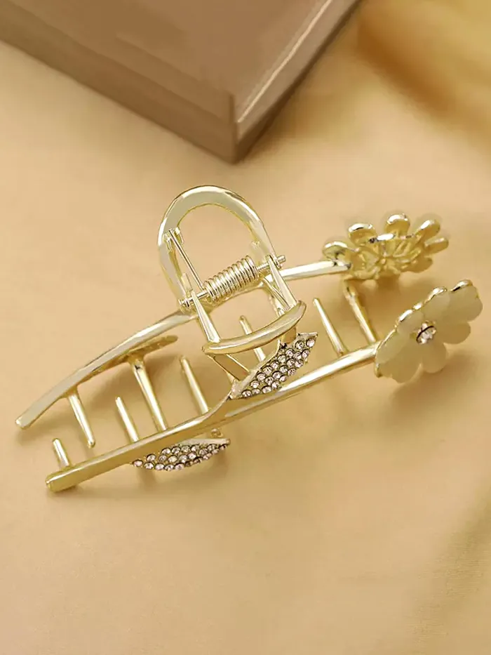 Yellow Chimes Necklaces Yellow Chimes Claw Clips for Women Hair Clutches for Women Hair Accessories For Women Floral Claw Clip Golden Big Clutchers for Hair Clutcher for women and Girls Gift for Women Girls