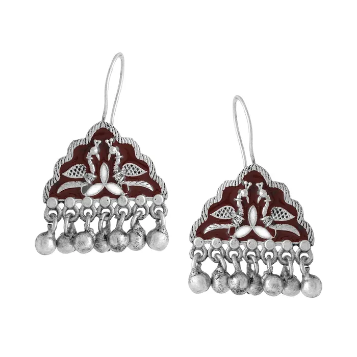 Yellow Chimes Necklaces Yellow Chimes Earrings for Women and Girls Meenakari Drop Earrings Silver Tone Maroon Meenakari Drop Earrings Birthday Gift for girls and women Anniversary Gift for Wife