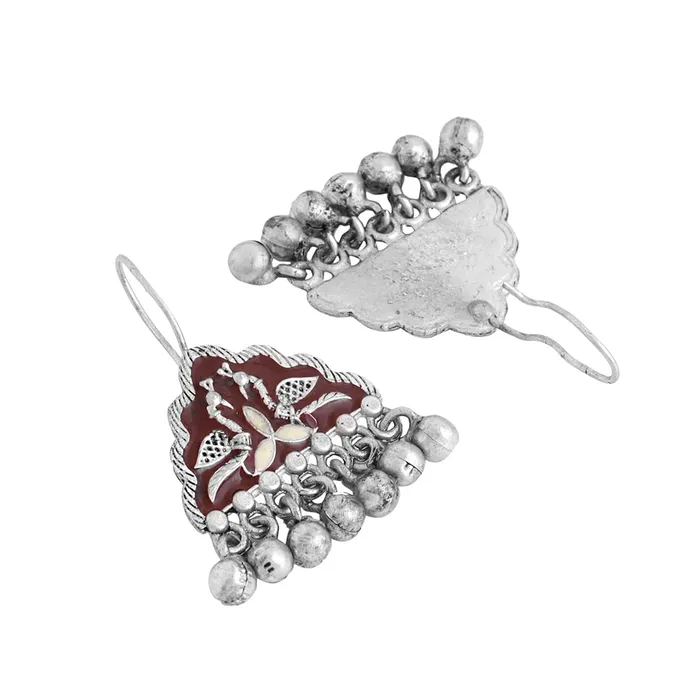 Yellow Chimes Necklaces Yellow Chimes Earrings for Women and Girls Meenakari Drop Earrings Silver Tone Maroon Meenakari Drop Earrings Birthday Gift for girls and women Anniversary Gift for Wife