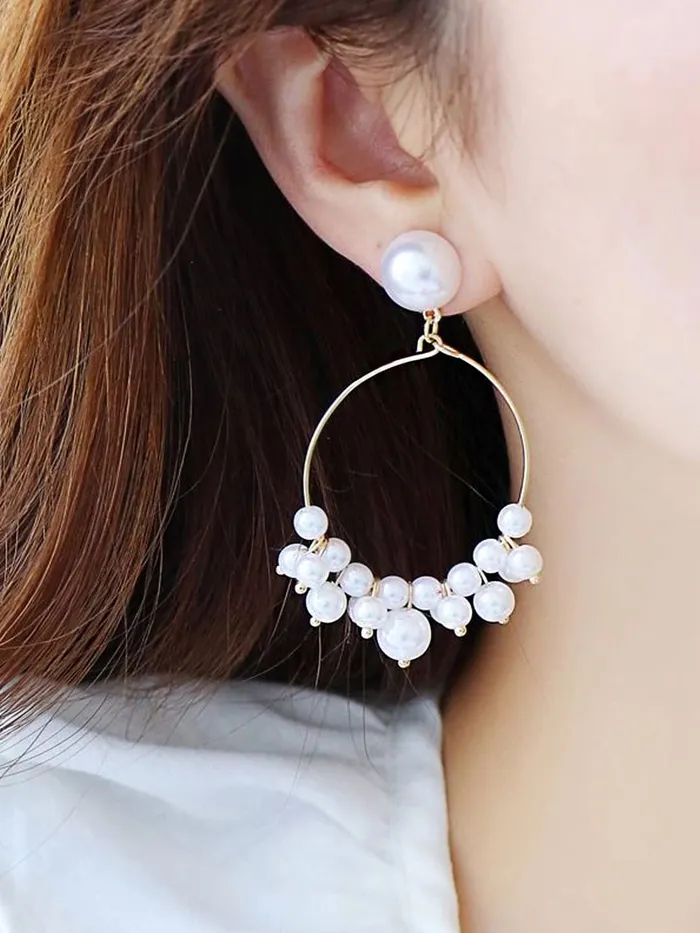 Yellow Chimes Necklaces Yellow Chimes Earrings For Women charming Pearl Stud With Round Hoop Small Pearl Studded Drop Earrings For Women and Girls