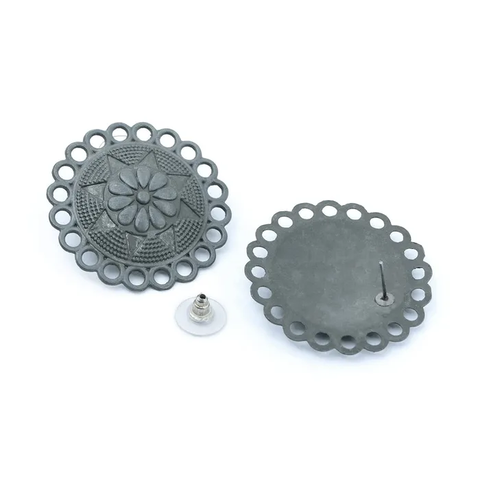 Yellow Chimes Necklaces Yellow Chimes Earrings For Women Silver Oxidised Floral Designed Stud Earrings For Women and Girls
