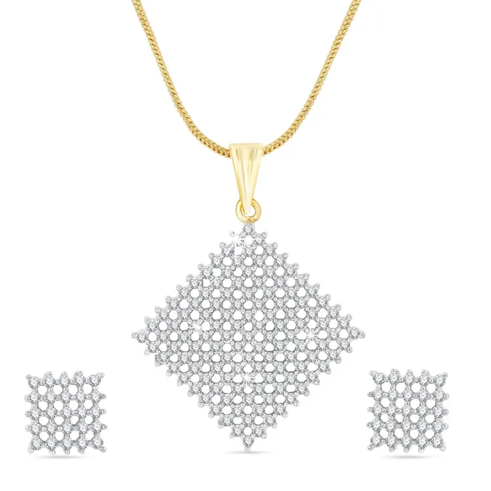 Yellow Chimes Necklaces Yellow Chimes Elegant White ADAmerican Diamond Studded Gold Plated Designer Square Charm Pendant Set with Earrings for Women Girls Yellow Chimes Necklaces Yellow Chimes Elegant White ADAmerican Diamond Studded Gold Plated Designer Square Charm Pendant Set with Earrings for Women Girls
