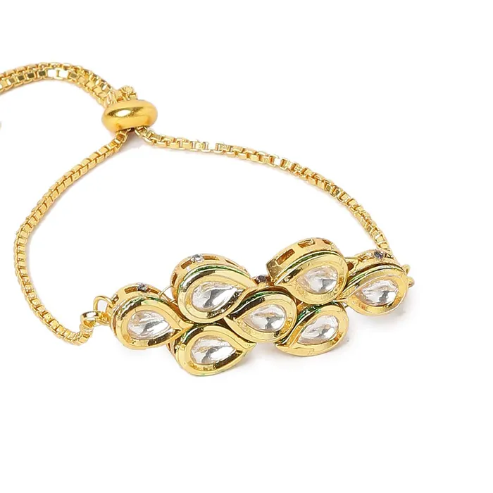 Yellow Chimes Necklaces Yellow Chimes Ethnic Gold Plated Handmade Designer Studded Kundan Bracelet for Women Girls