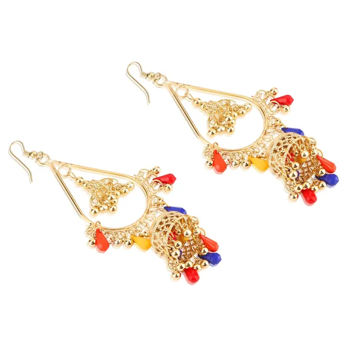 Yellow Chimes Necklaces Yellow Chimes Gold Plated Multicolor Beads Jhumka Earrings for Women and Girls